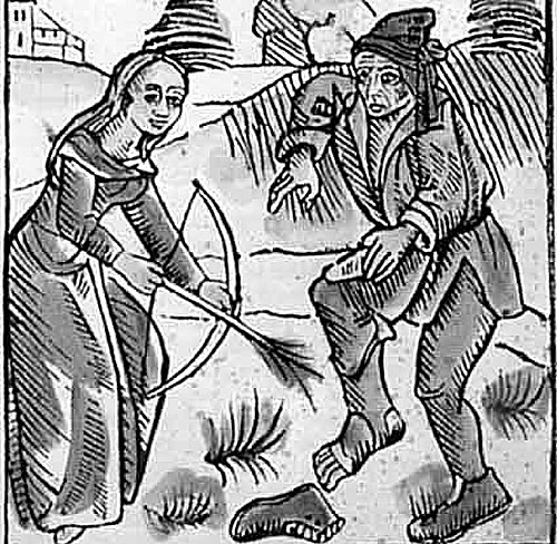 Колдунья, насылающая болезнь. Немецкая гравюра 1489